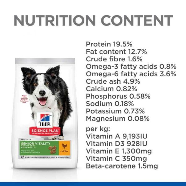 Hill's Science Plan Adult 7+ Senior Vitality Medium Breed Dog Food Chicken - Image 5