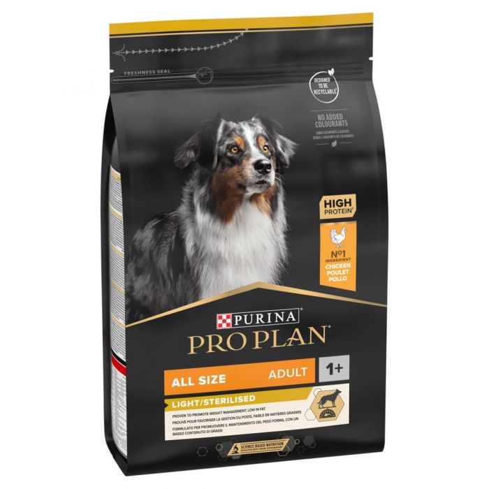 Purina Pro Plan Light/Sterilised Adult Dog – Dry Food with Chicken ...