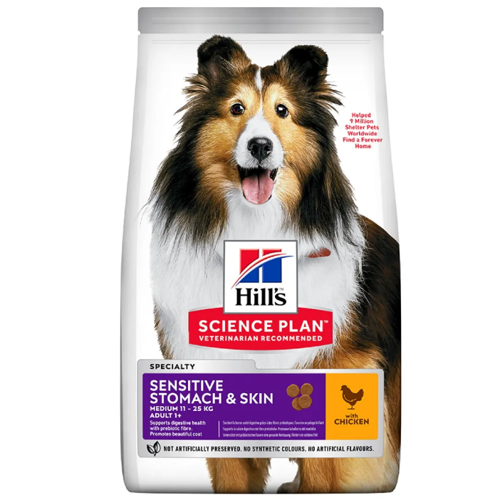 Hills Science Plan Adult 1+ Sensitive Stomach & Skin Dry Dog Food (Chicken)