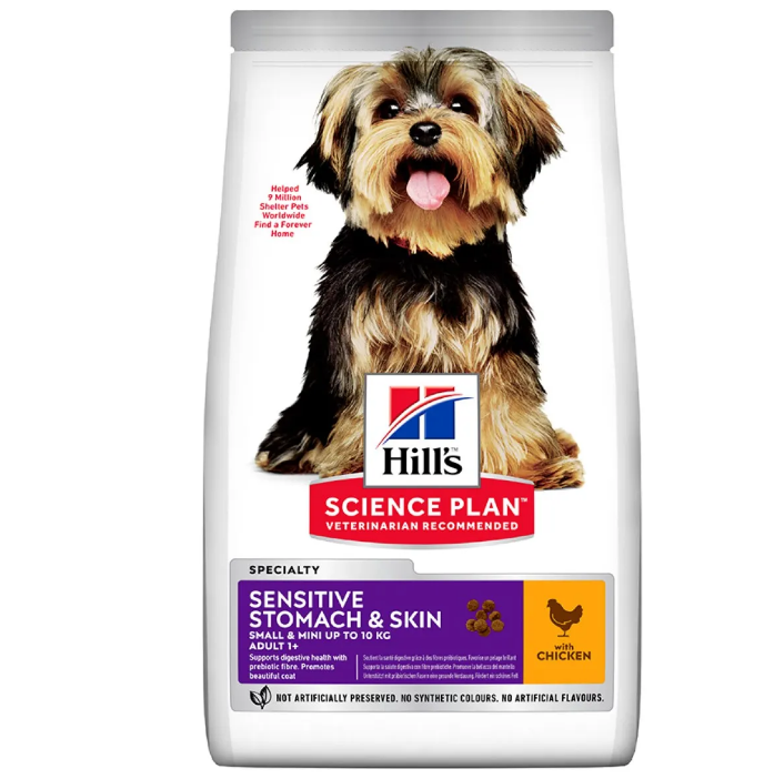Hills Science Plan Adult 1+ Sensitive Stomach & Skin Small & Mini Dry Dog Food (Chicken)