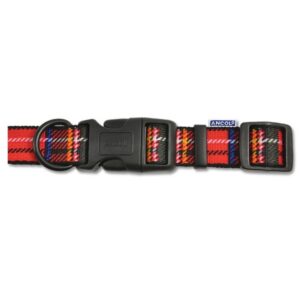Ancol Tartan Adjustable Red Dog Collar 30 - 50cm -