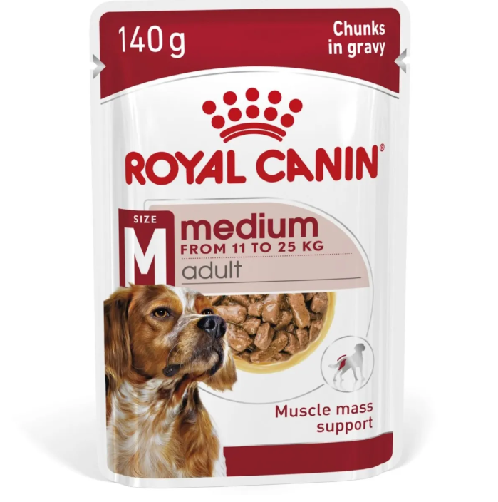 Royal Canin Medium Adult Wet Dog Food in Gravy - Pack Size : 10 x 140g Pouches